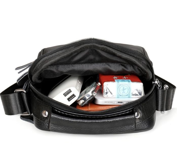 Чоловіча сумка барсетка 17x21x9, шкіряна сумочка планшет Tiding Bag 75003 чорна