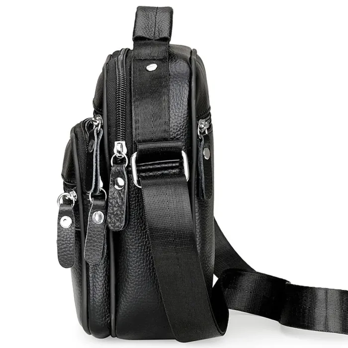 Чоловіча сумка барсетка 17x21x9, шкіряна сумочка планшет Tiding Bag 75003 чорна