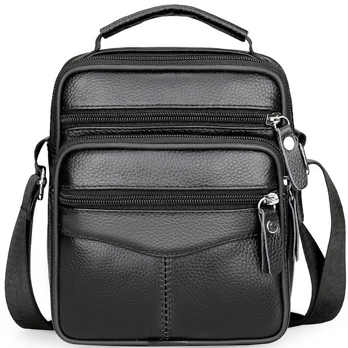 Чоловіча сумка барсетка 17x21x9, шкіряна сумочка планшет Tiding Bag 75003 чорна