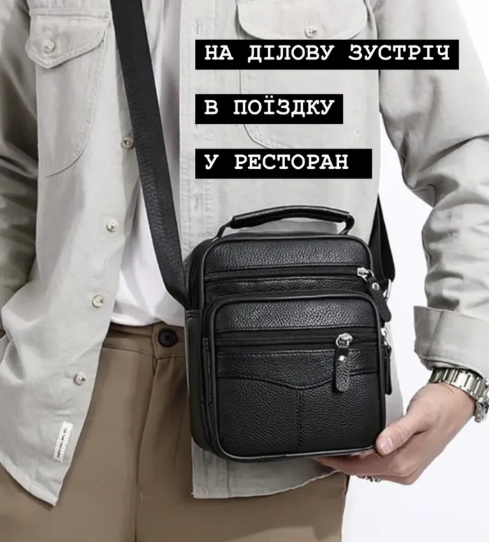 Чоловіча сумка барсетка 17x21x9, шкіряна сумочка планшет Tiding Bag 75003 чорна