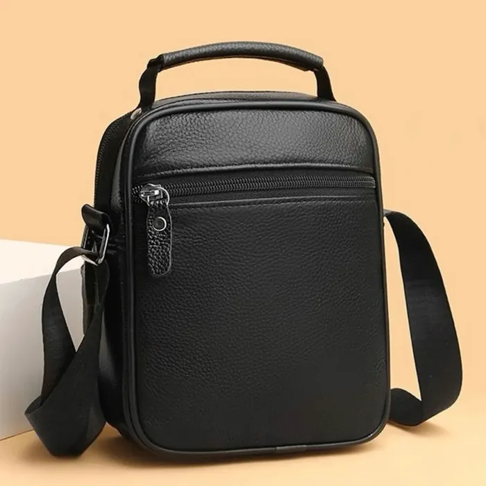 Чоловіча сумка барсетка 17x21x9, шкіряна сумочка планшет Tiding Bag 75003 чорна