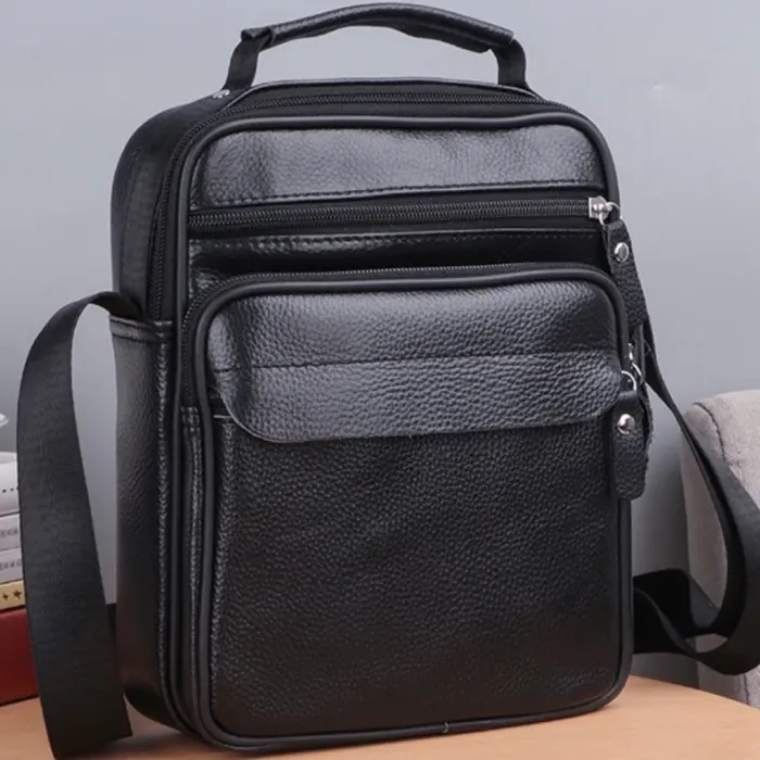 Чоловіча шкіряна барсетка через плече 22х26х9, месенджер з ручкою Bexhill Bx-66503 чорний