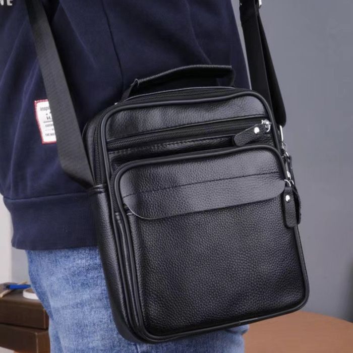 Чоловіча шкіряна барсетка через плече 22х26х9, месенджер з ручкою Bexhill Bx-66503 чорний