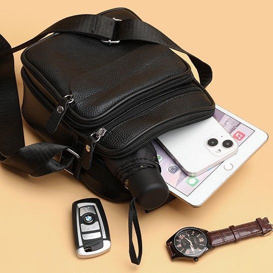 Чоловіча шкіряна барсетка через плече 17х21х9, месенджер з ручкою Bexhill Bx-54551 чорная