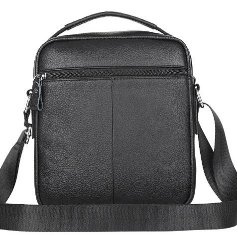 Шкіряна чоловіча сумка-барсетка через плече з ручкою чорна Tiding Bag 78465