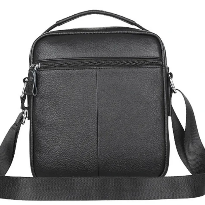 Шкіряна чоловіча сумка-барсетка через плече з ручкою чорна Tiding Bag 78465