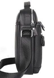 Шкіряна чоловіча сумка-барсетка через плече з ручкою чорна Tiding Bag 78465
