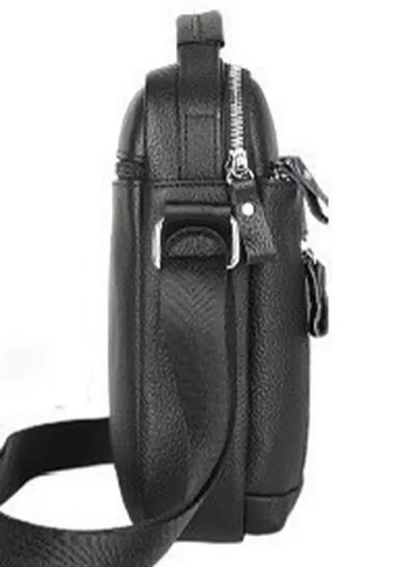 Шкіряна чоловіча сумка-барсетка через плече з ручкою чорна Tiding Bag 78465