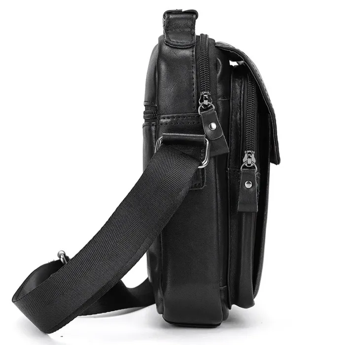 Сумка-барсетка чоловіча через плече 19х24х8, шкіряна сумочка планшет Tiding Bag TD-69291 чорна