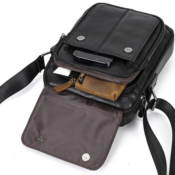 Сумка-барсетка чоловіча через плече 19х24х8, шкіряна сумочка планшет Tiding Bag TD-69291 чорна