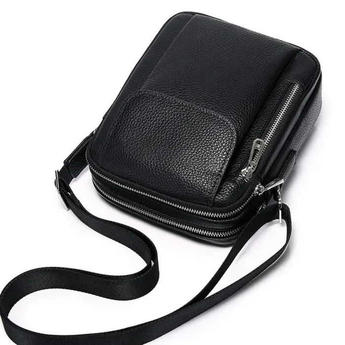 Чоловіча шкіряна сумка-барсетка 19х24х7.5, сумочка планшет через плече чорна Bexhill BX-09164