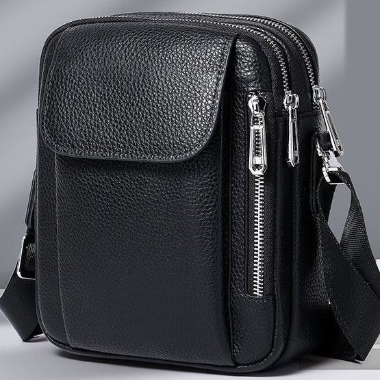 Чоловіча шкіряна сумка-барсетка 19х24х7.5, сумочка планшет через плече чорна Bexhill BX-09164