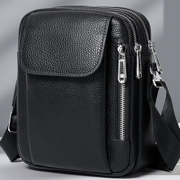 Чоловіча шкіряна сумка-барсетка 19х24х7.5, сумочка планшет через плече чорна Bexhill BX-09164