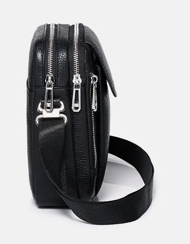 Чоловіча шкіряна сумка-барсетка 19х24х7.5, сумочка планшет через плече чорна Bexhill BX-09164