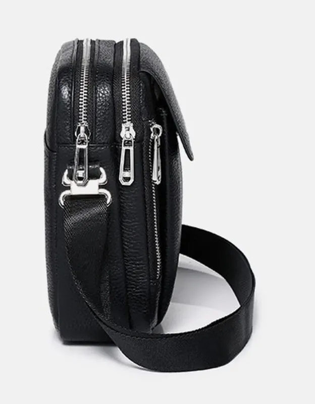 Чоловіча шкіряна сумка-барсетка 19х24х7.5, сумочка планшет через плече чорна Bexhill BX-09164