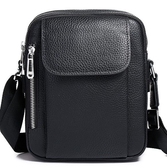 Чоловіча шкіряна сумка-барсетка 19х24х7.5, сумочка планшет через плече чорна Bexhill BX-09164