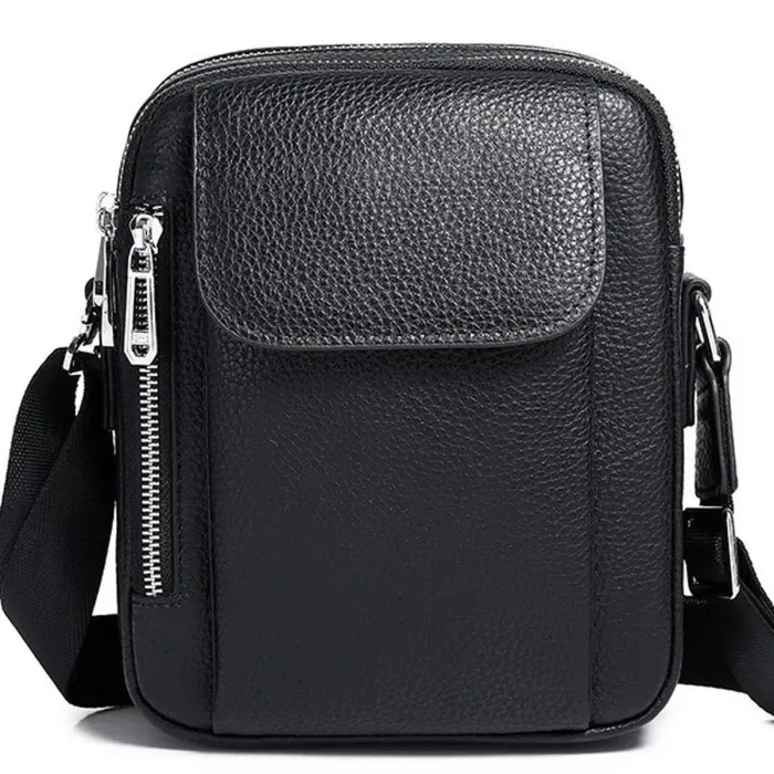 Чоловіча шкіряна сумка-барсетка 19х24х7.5, сумочка планшет через плече чорна Bexhill BX-09164