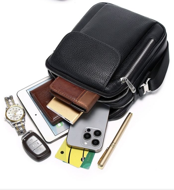 Чоловіча шкіряна сумка-барсетка 19х24х7.5, сумочка планшет через плече чорна Bexhill BX-09164