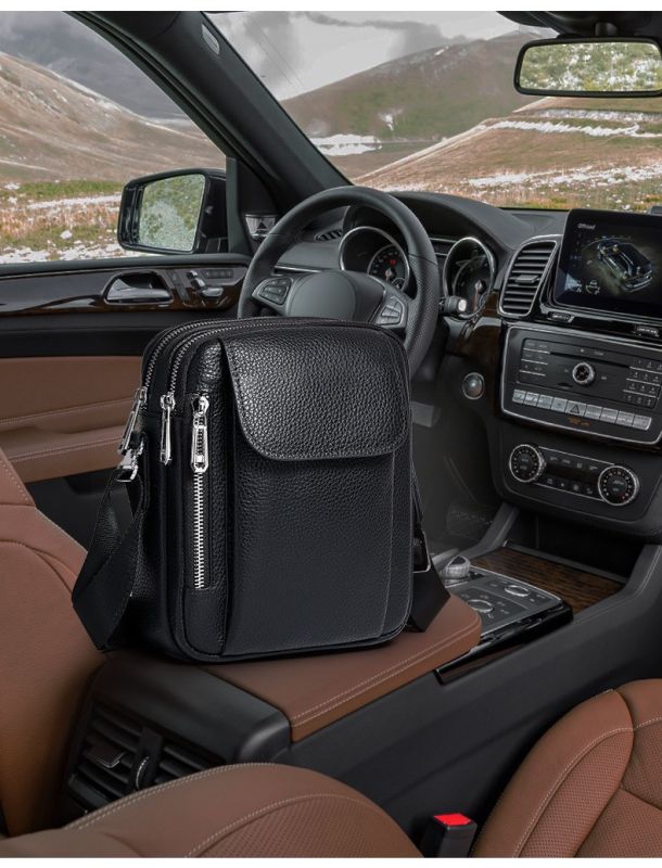 Чоловіча шкіряна сумка-барсетка 19х24х7.5, сумочка планшет через плече чорна Bexhill BX-09164