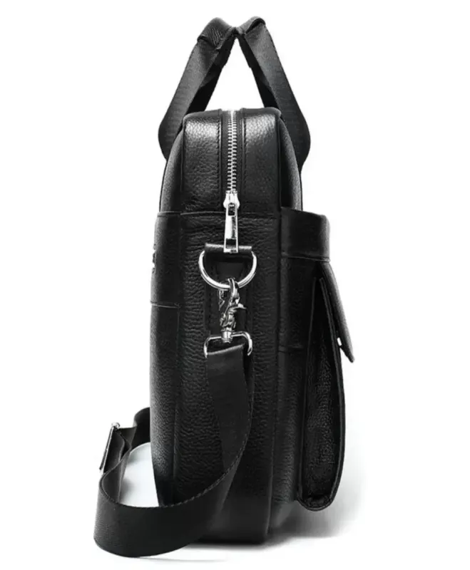 Чоловіча шкіряна сумка для ноутбука та документів 39х28х8, портфель для міста Tiding Bag RD-23134 чорний