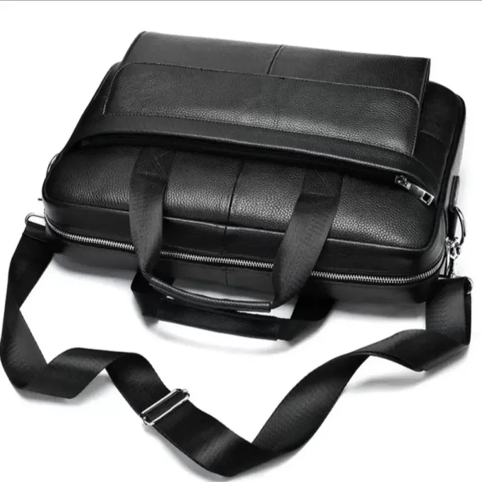 Чоловіча шкіряна сумка для ноутбука та документів 39х28х8, портфель для міста Tiding Bag RD-23134 чорний