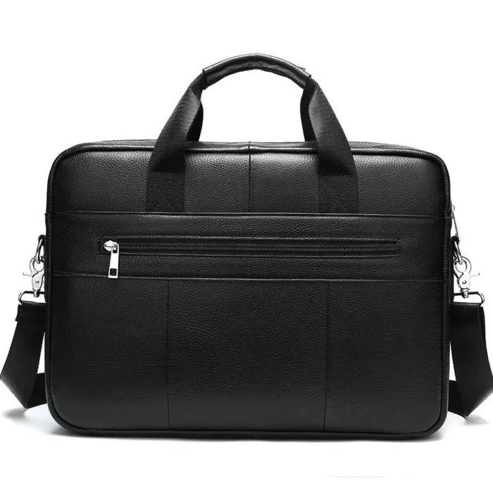 Чоловіча шкіряна сумка для ноутбука та документів 39х28х8, портфель для міста Tiding Bag RD-23134 чорний
