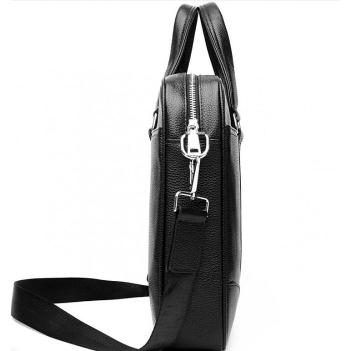 Чоловіча шкіряна класична сумка для ноутбука та документів 40x30x8, вмісткий портфель для паперів KL-63834, чорний