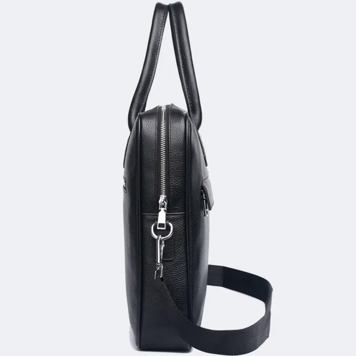 Шкіряна чоловіча сумка для ноутбука 40х30х8, офісний діловий портфель Tiding Bag M364A чорний