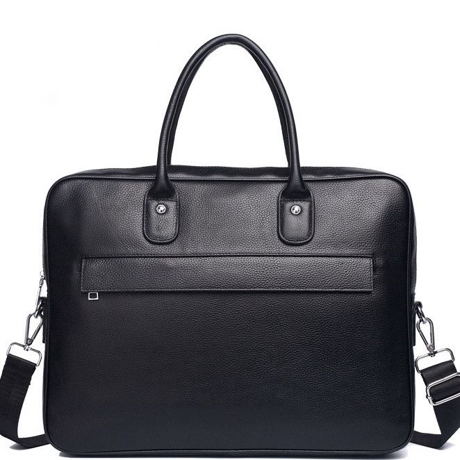 Шкіряна чоловіча сумка для ноутбука 40х30х8, офісний діловий портфель Tiding Bag M364A чорний