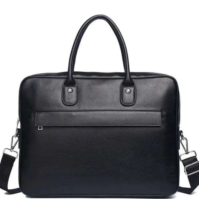 Шкіряна чоловіча сумка для ноутбука 40х30х8, офісний діловий портфель Tiding Bag M364A чорний