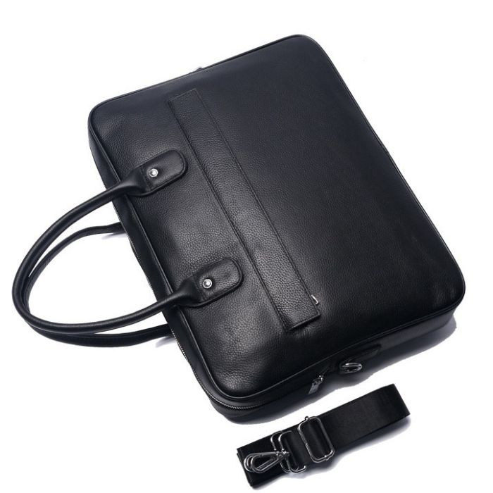 Шкіряна чоловіча сумка для ноутбука 40х30х8, офісний діловий портфель Tiding Bag M364A чорний