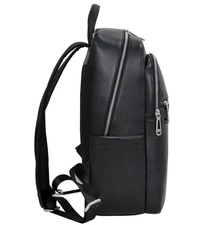 Чоловічий шкіряний рюкзак для поїздок та прогулянок 30х40х17, сумка на спину в офіс Tiding Bag 75362 чорна