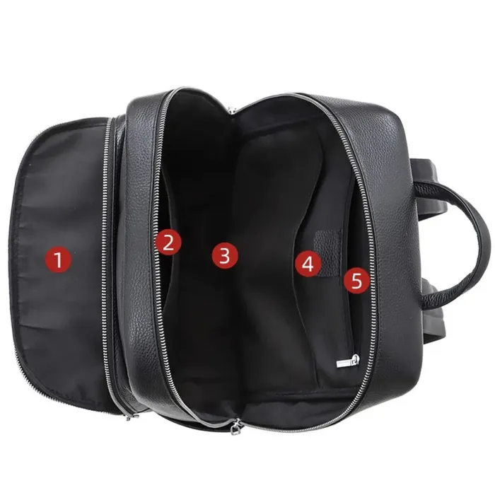 Чоловічий шкіряний рюкзак для поїздок та прогулянок 30х40х17, сумка на спину в офіс Tiding Bag 75362 чорна