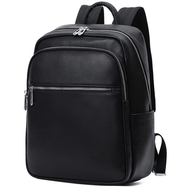Чоловічий шкіряний рюкзак для поїздок та прогулянок 30х40х17, сумка на спину в офіс Tiding Bag 75362 чорна