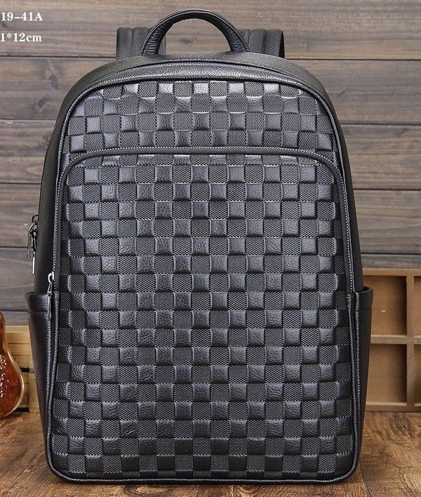 Рюкзак чоловічий шкіряний 30х41х15, міський наплічник для ноутбука та документів Tiding Bag 63989 чорний