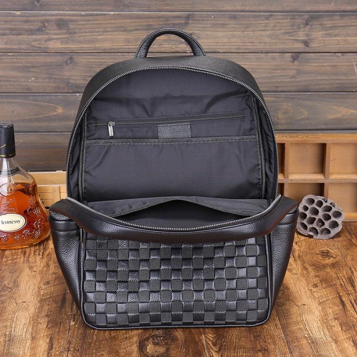 Рюкзак чоловічий шкіряний 30х41х15, міський наплічник для ноутбука та документів Tiding Bag 63989 чорний