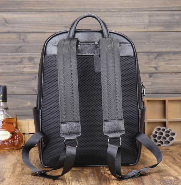 Рюкзак чоловічий з натуральної шкіри 30х41х12, міська сумка на спину для ноутбука Tiding Bag чорна