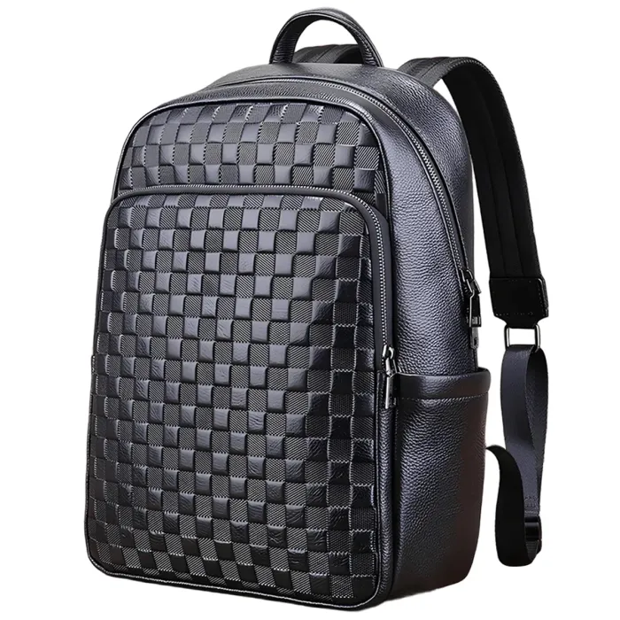 Рюкзак чоловічий шкіряний 30х41х15, міський наплічник для ноутбука та документів Tiding Bag 63989 чорний