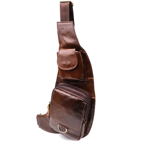 Чоловіча сумка цікавої форми через плече Vintage 22959 Коричневий