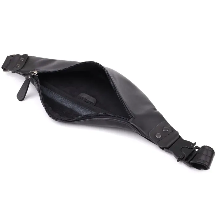 Сумка бананка для чоловіків з гладкої натуральної шкіри Shvigel 23134 Чорний