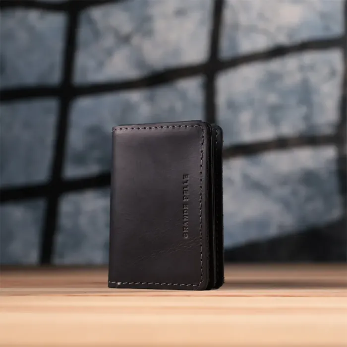 Чудова обкладинка на автодокументи у вінтажній шкірі GRANDE PELLE 22872 Чорний