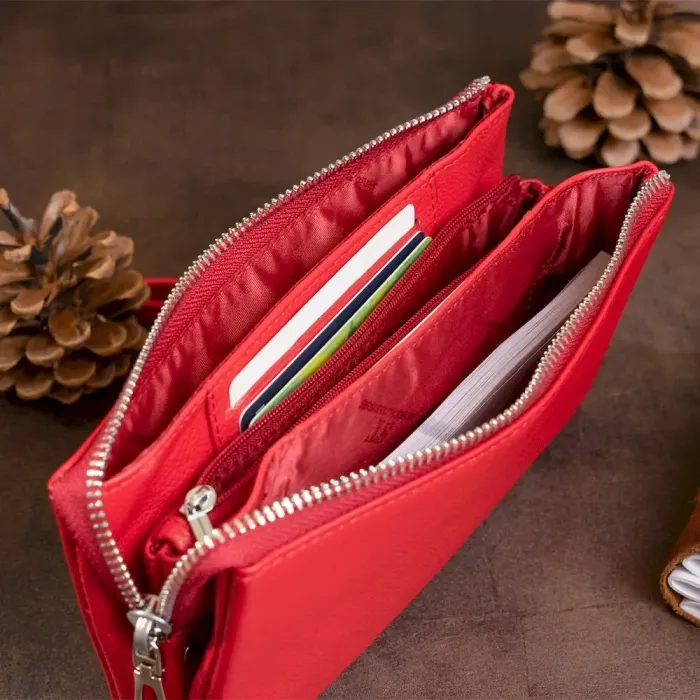 Місткий клатч із двох частин жіночий ST Leather 19251 Червоний