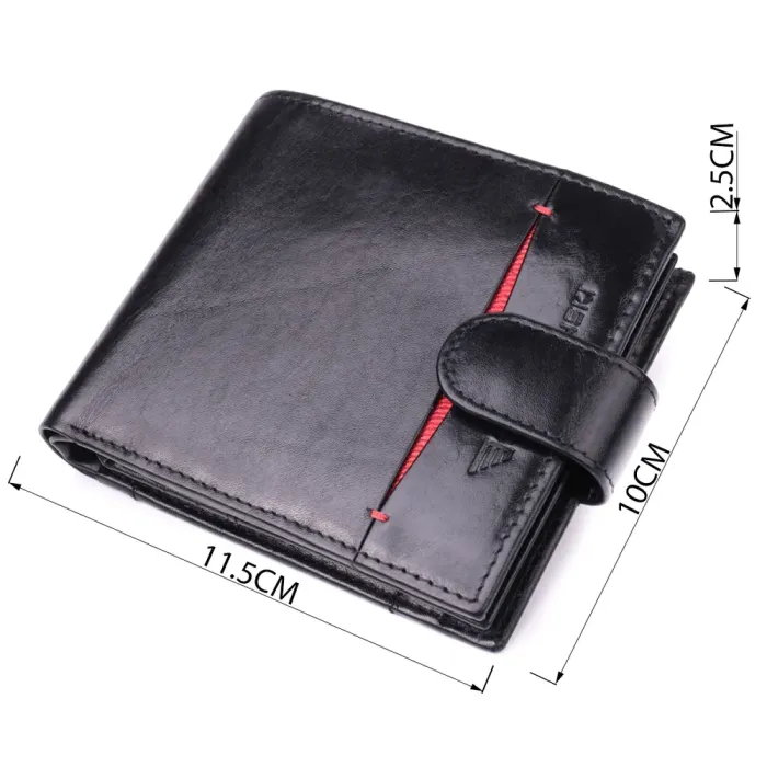 Люксовий чоловічий гаманець із натуральної глянсової шкіри Vintage 15110 Чорний