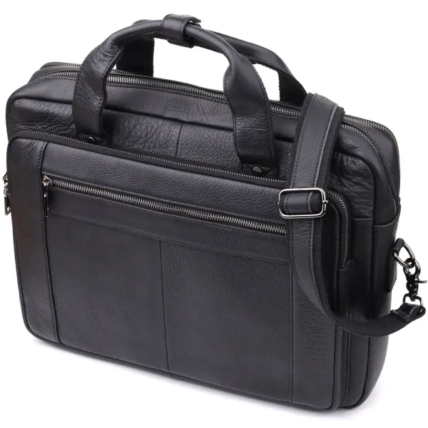 Зручний портфель для чоловіків з натуральної шкіри Vintage 23042 Чорний