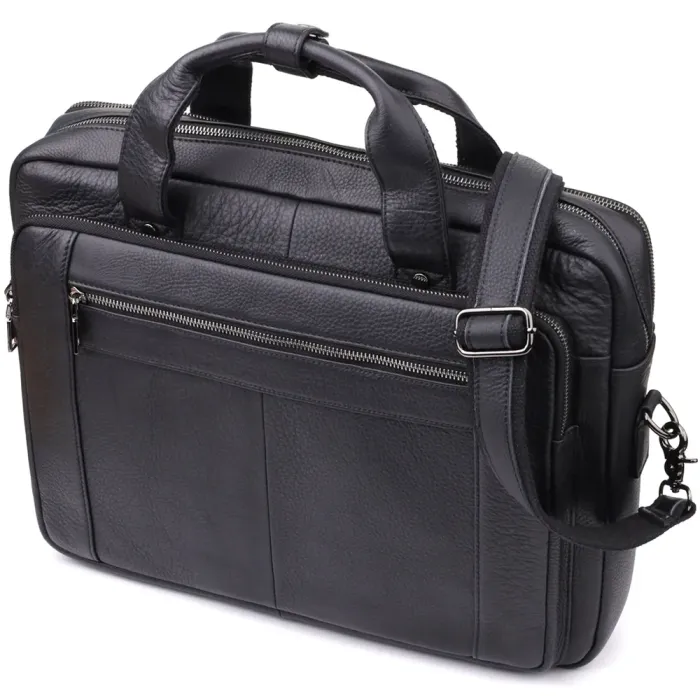 Зручний портфель для чоловіків з натуральної шкіри Vintage 23042 Чорний
