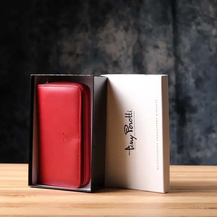 Місткий жіночий гаманець з натуральної шкіри Tony Perotti 20902_1 (1192 rosso) Червоний