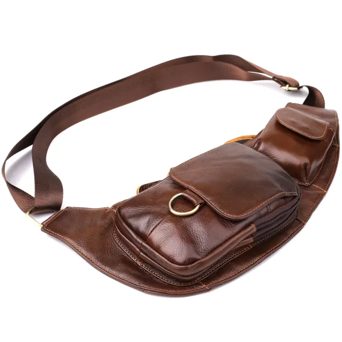 Чоловіча сумка цікавої форми через плече Vintage 22959 Коричневий