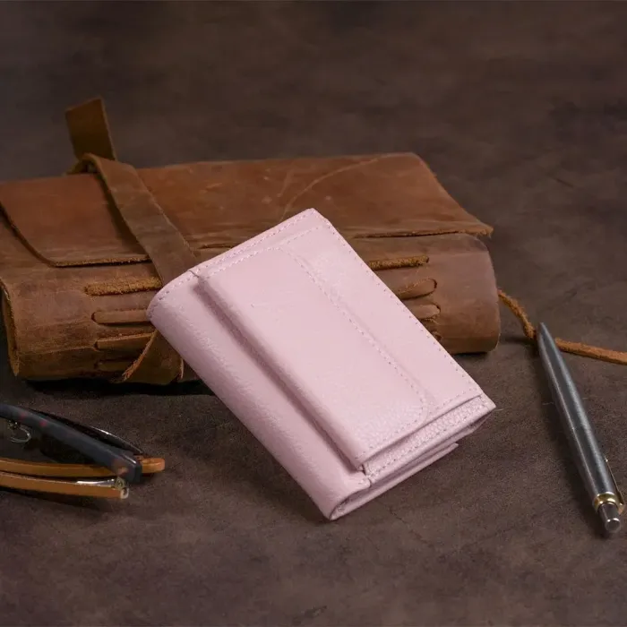 Маленьке портмоне зі шкіри жіноче ST Leather 19357 Рожеве