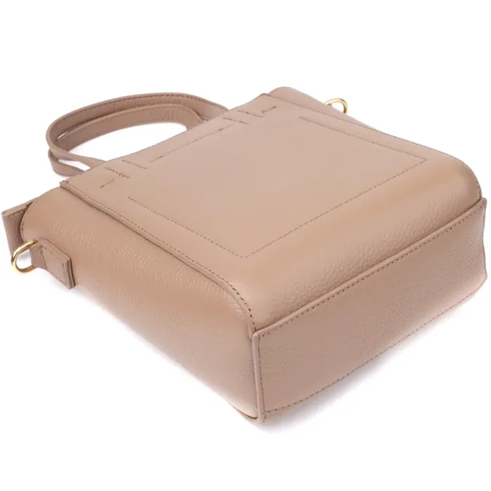 Стильна сумка жіноча з натуральної шкіри у формі трапеції Vintage 22918 Бежевий