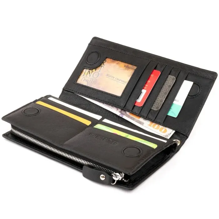 Вертикальний гаманець шкіряний ST Leather 19274 Чорний